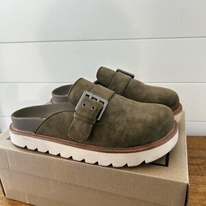 MIA Olive Green Suede Mules